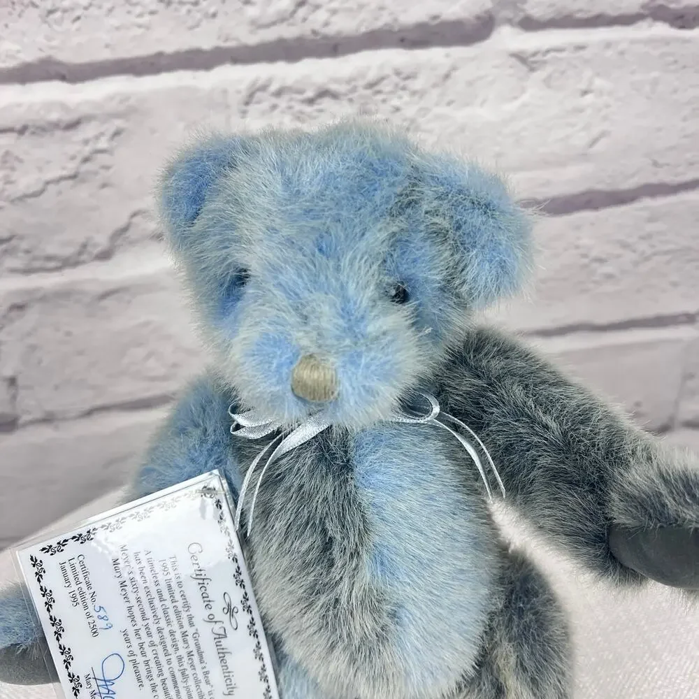 Mary‎ Meyer Grandma's Bear 1995 LE 589/2500 Jointed Blue Gray Plush Teddy Bear